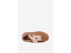 Semišové tenisky s kožíškovým šněrováním kobbo 79655 Camel 4