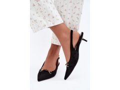 Černé lodičky s otevřenou patou na nízkém podpatku Caylo 4