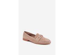 Mokasiny loafersy dámské s ozdobným prvkem béžové Evelora 3