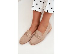 Mokasiny loafersy dámské s ozdobným prvkem béžové Evelora 7