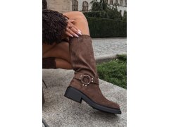 Dámské kozačky s ozdobným detailem hnědé Morla 3