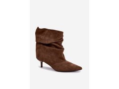 Přezkové kotníkové boty typu slouchy na podpatku khaki Loralia 3