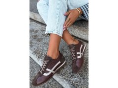 Dámské nízké kožené semišové tenisky zazoo n1402s2 čokoládové 2