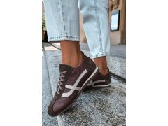 Dámské nízké kožené semišové tenisky zazoo n1402s2 čokoládové 4