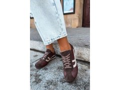 Dámské nízké kožené semišové tenisky zazoo n1402s2 čokoládové 6