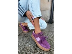Dámské kožené semišové tenisky s izolací big star uu274772 fialové 8