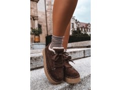 Šněrovací zimní boty na platformě big star uu274188 hnědé 7