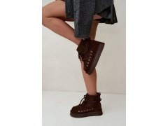 Kožené semišové zimní boty s kožešinou d&a gr62-6021 Hnědé 1