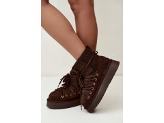 Kožené semišové zimní boty s kožešinou d&a gr62-6021 Hnědé 3