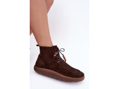 Dámské barefoot kotníkové boty z nubukové kůže s korálky zazoo 30078 hnědé 4