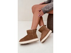 Zimní boty z&nbsp;přírodního semiše s&nbsp;teplou podšívkou big star uu274692 Camel 1