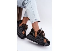 Kožené semišové tenisky na platformě s leopardím vzorem černé goe UU2N4017 7