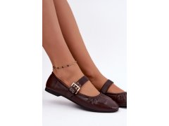 Hnědé baleríny s řasením a páskem Irelissa 7