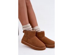 Kožené semišové sněhule s vyhříváním camel Amandine 1