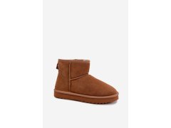 Kožené semišové sněhule s vyhříváním camel Amandine 2