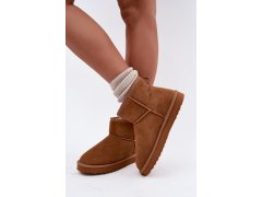 Kožené semišové sněhule s vyhříváním camel Amandine 3