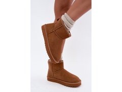 Kožené semišové sněhule s vyhříváním camel Amandine 4
