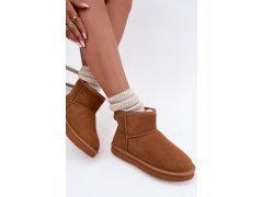 Kožené semišové sněhule s vyhříváním camel Amandine 5