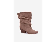 Dámské vrásčité kotníkové boty na štíhlém podpatku slip-on béžové Cazela 3