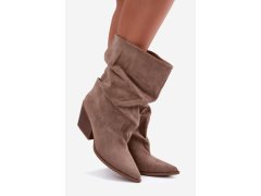 Dámské vrásčité kotníkové boty na štíhlém podpatku slip-on béžové Cazela 8