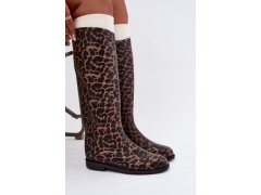 Dámské vysoké holínky na nízkém podpatku s leopardím vzorem Melianne 4