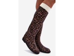 Dámské vysoké holínky na nízkém podpatku s leopardím vzorem Melianne 7