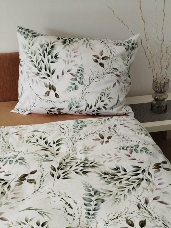 Povlečen Lístky v&nbsp;zelené - Ložní povlečení bavlněný satén