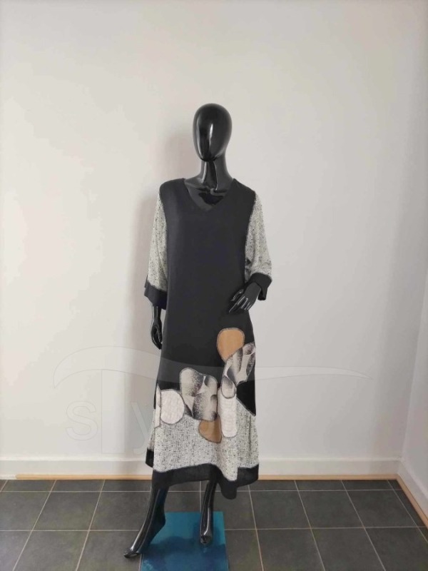 Šaty Len - kameny černé - Oděvy Dámské šaty celoroční