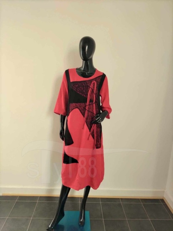 Šaty Len - červené - Oděvy Dámské šaty celoroční