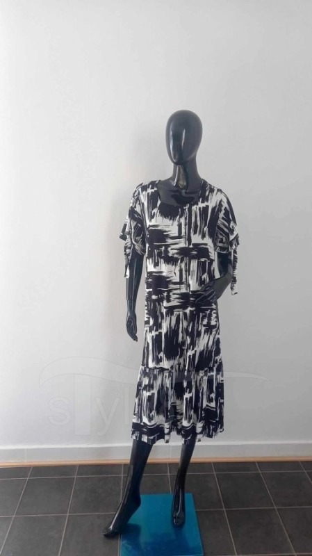 Šaty Elegant - černobílé - Oděvy Dámské šaty celoroční