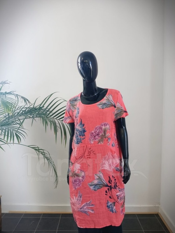 Šaty Lněné květy - Oděvy Dámské šaty letní