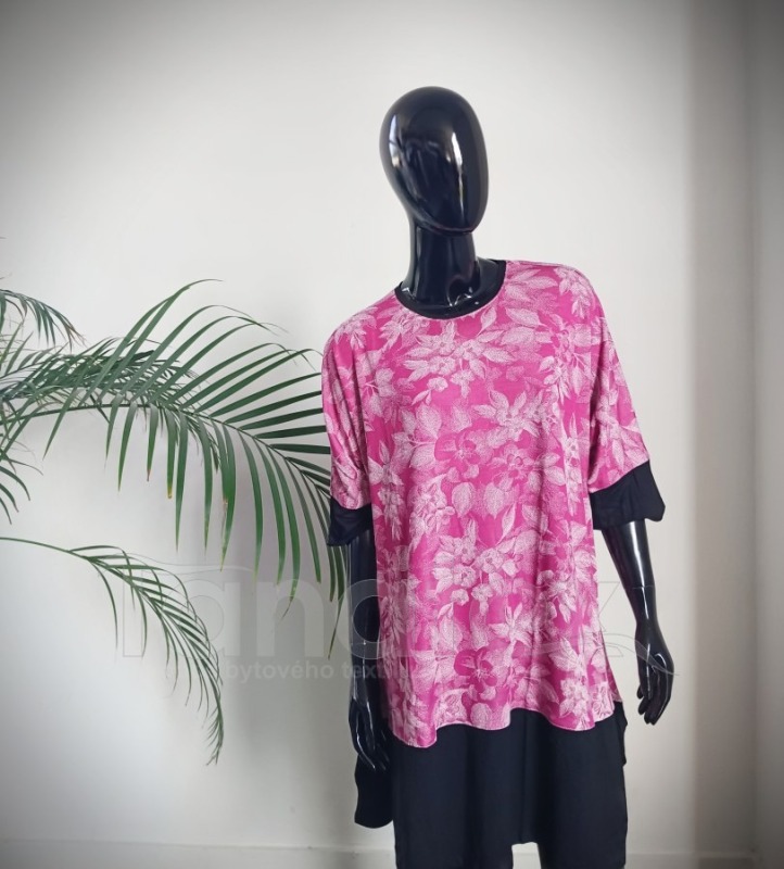 Tunika Květy v mramoru růžová - Oděvy Tuniky, mikiny, svetry