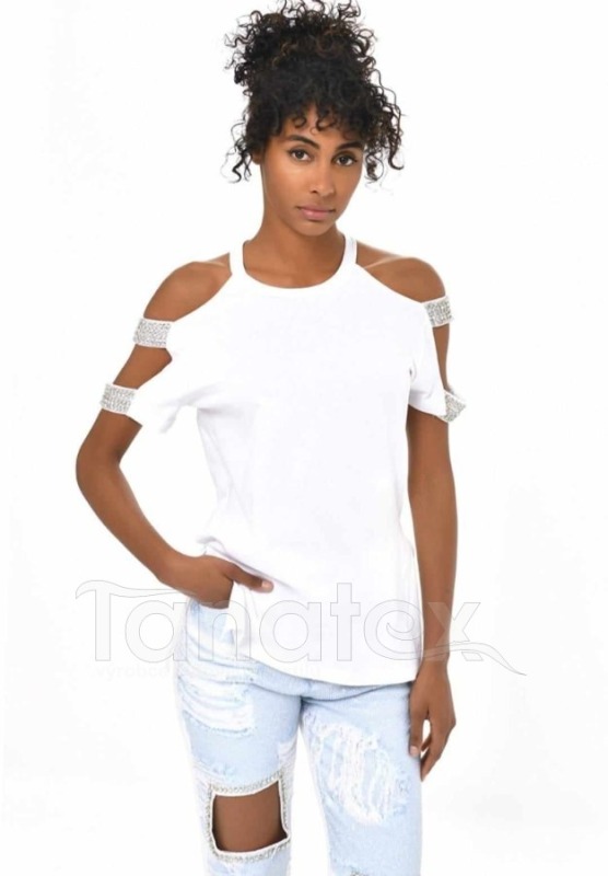 Tunika Kamínky na ramenou bílá - Oděvy Tuniky, mikiny, svetry