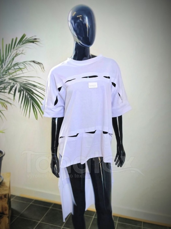 Bílá Tunika s průstřihy - Oděvy Tuniky, mikiny, svetry