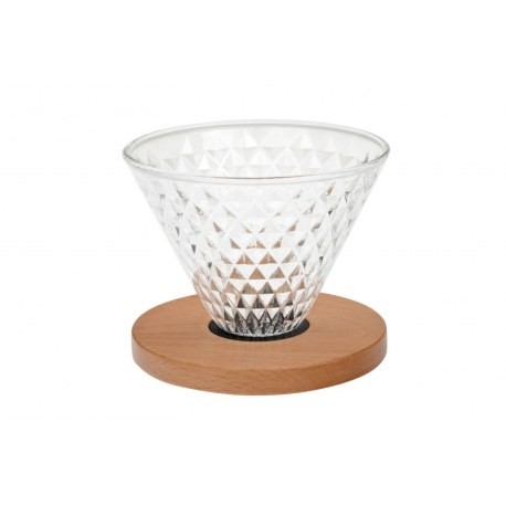 Diamond - skleněný dripper s dřevěným prstencem - Kávové příslušenství