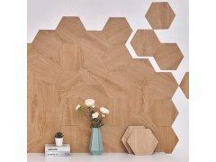 10 ks samolepicích panelů hexagon - světlé dřevo