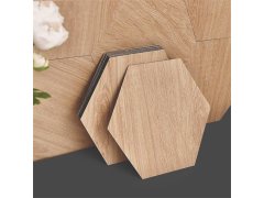 10 ks samolepicích panelů hexagon - světlé dřevo 2