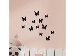 3D motýlci na zeď - černá