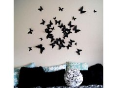 3D motýlci na zeď - černá 5