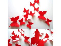 3D motýlci na zeď - červená 4