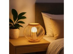 Bambusová stolní lampa s&nbsp;LED žárovkou, teplá bílá 4