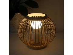 Bambusová stolní lampa s&nbsp;LED žárovkou, teplá bílá 5