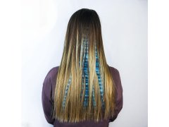 Barevný clip in pramínek 45 cm, mývalí ocas - modrý 8