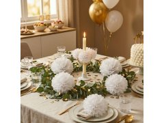Bílá papírová dekorace Pompom 20 cm 5 ks 3