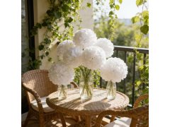 Bílá papírová dekorace Pompom 20 cm 5 ks 9