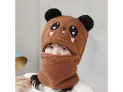 Čepice s&nbsp;nákrčníkem medvídek s&nbsp;ušima - hnědá 3