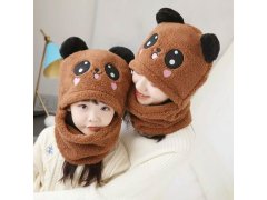 Čepice s&nbsp;nákrčníkem medvídek s&nbsp;ušima - hnědá 7