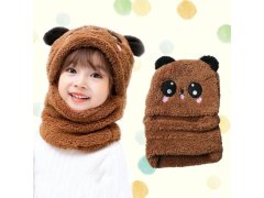 Čepice s&nbsp;nákrčníkem medvídek s&nbsp;ušima - hnědá 8