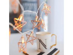 Dekorativní LED světelný řetěz kovové hvězdy 9
