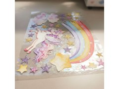 Dětská samolepka na okno - jednorožec 2